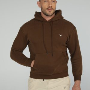 OlyCore Essential Hoodie - S, Dark-Brown